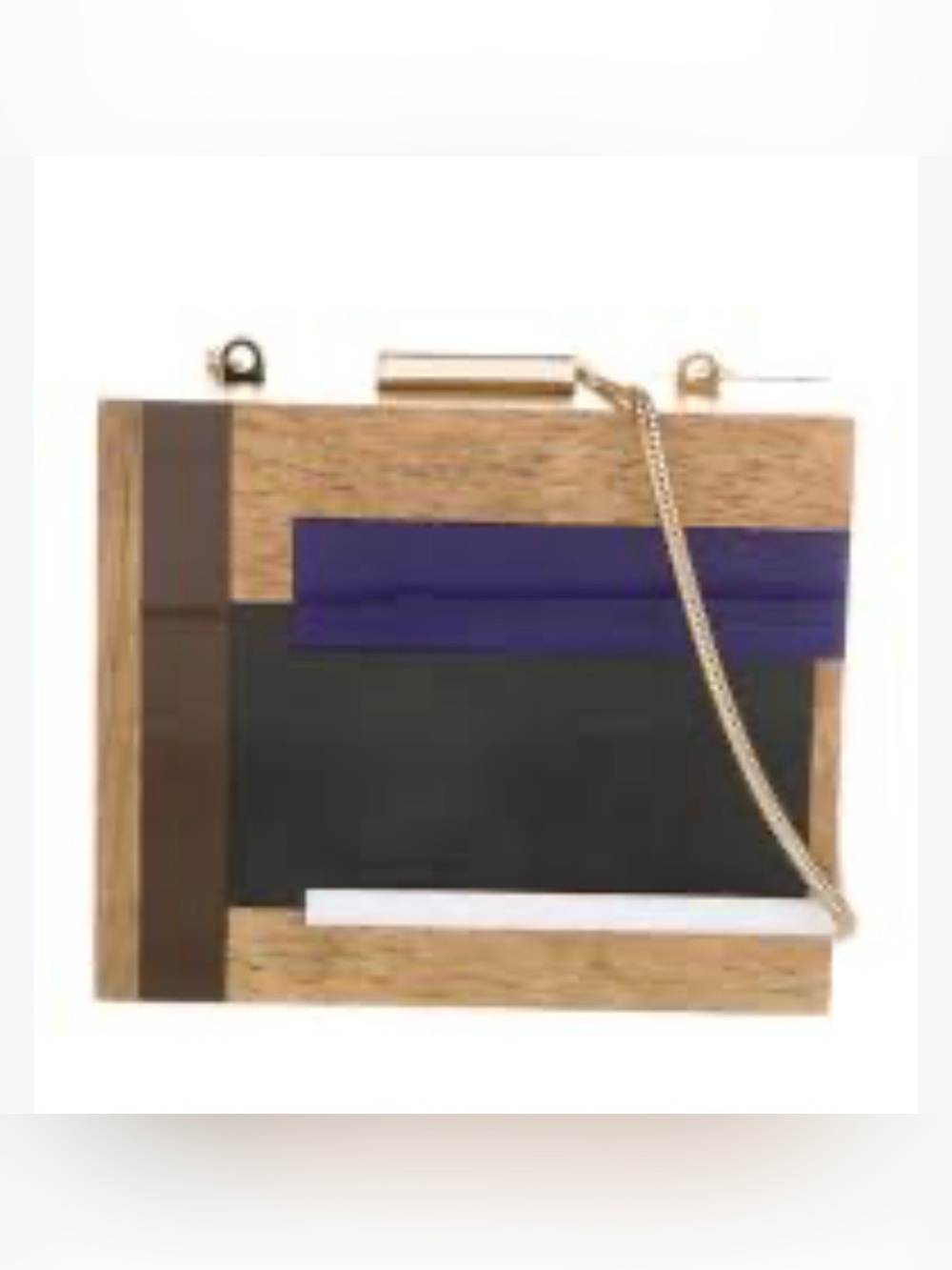 Tory Burch color cube Wood and Leather Crossbody - Black, Blue & Tan